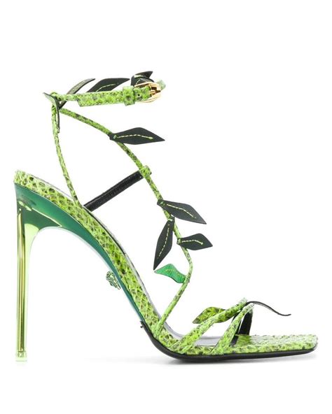 versace green leaf sandals|versace denim sandals.